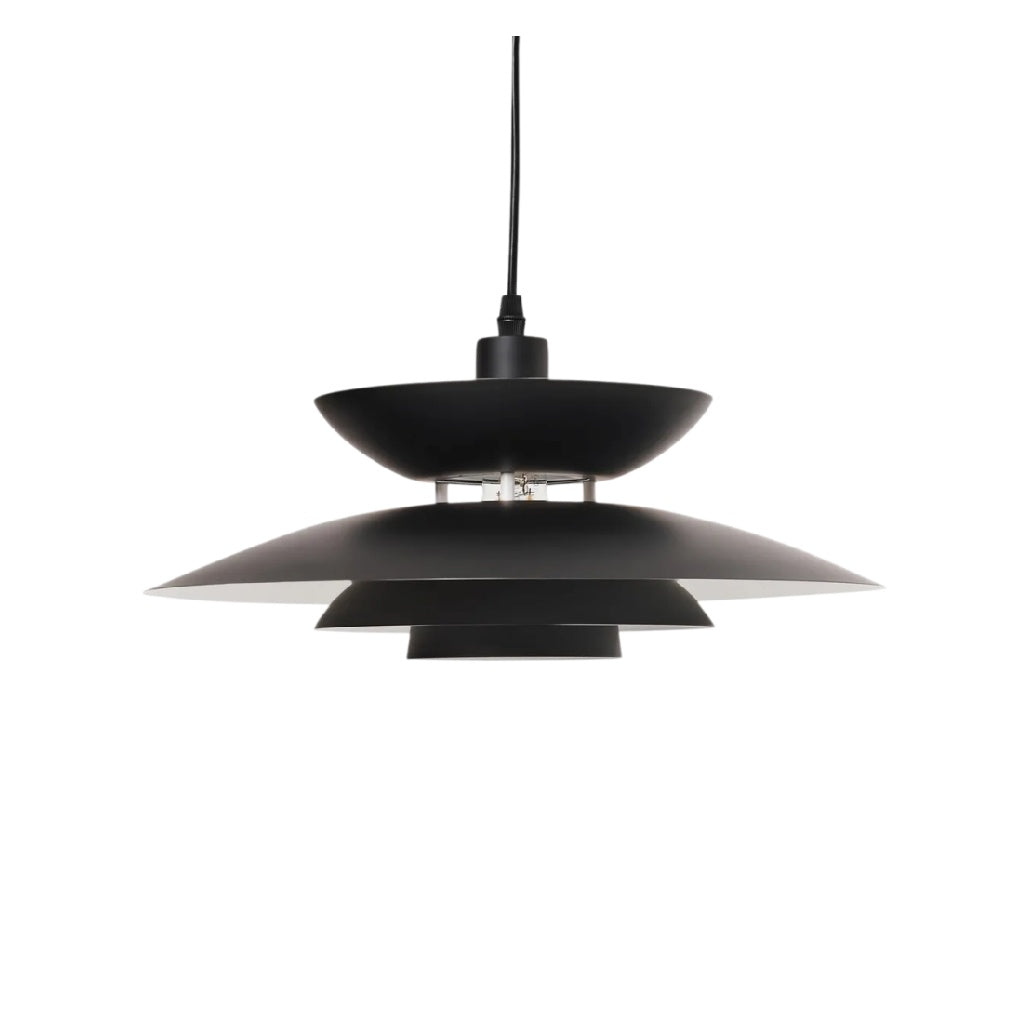 **Lampe suspendue en métal noir avec design en couches**